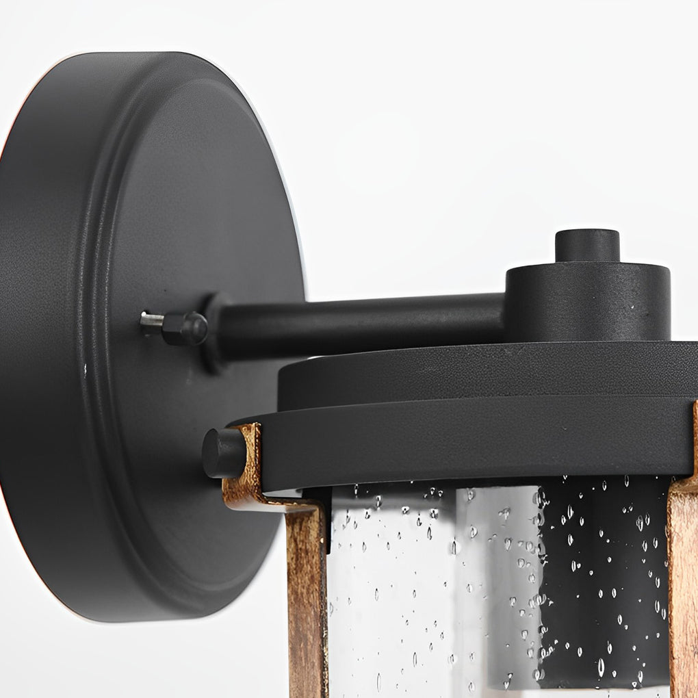 Vintage Waterproof Glass Outdoor Wall Sconce – Black Aluminum & Bubble Glass Industrial Light