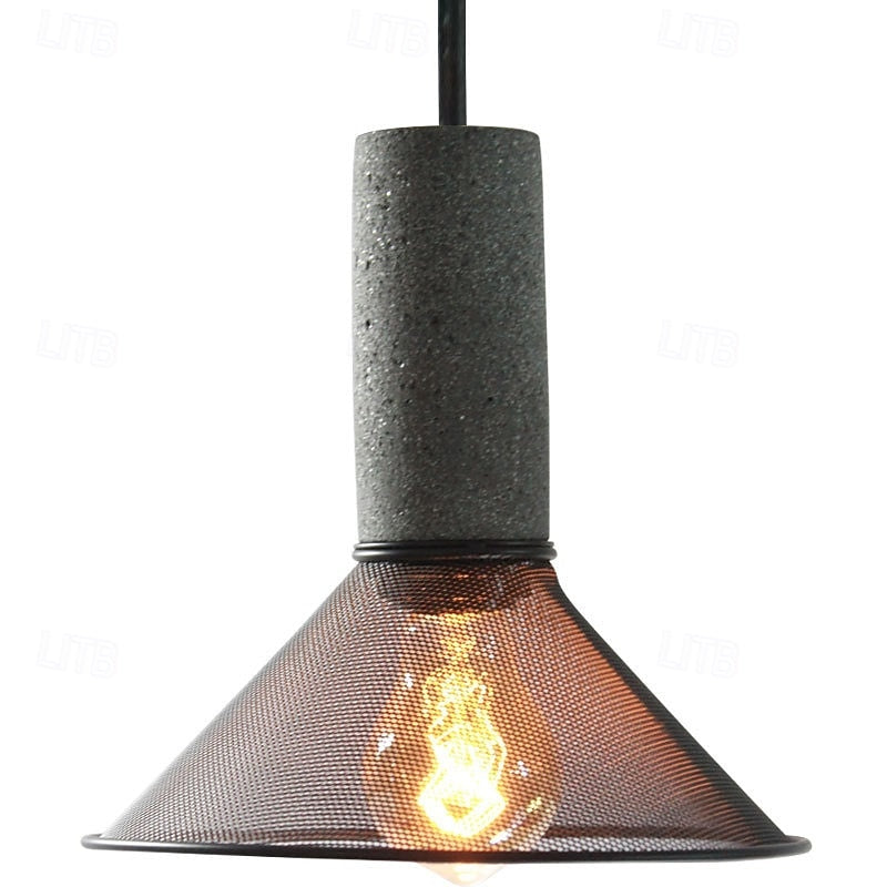 Cement Iron Cage Pendant Light – Modern Industrial Concrete & Geometric Mesh Pendant