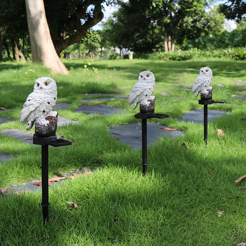 Eagle Figure Garden Solar Post - Resin Eagle & Owl Yard Stake Light | Waterproof Outdoor LED Landscape Lamp