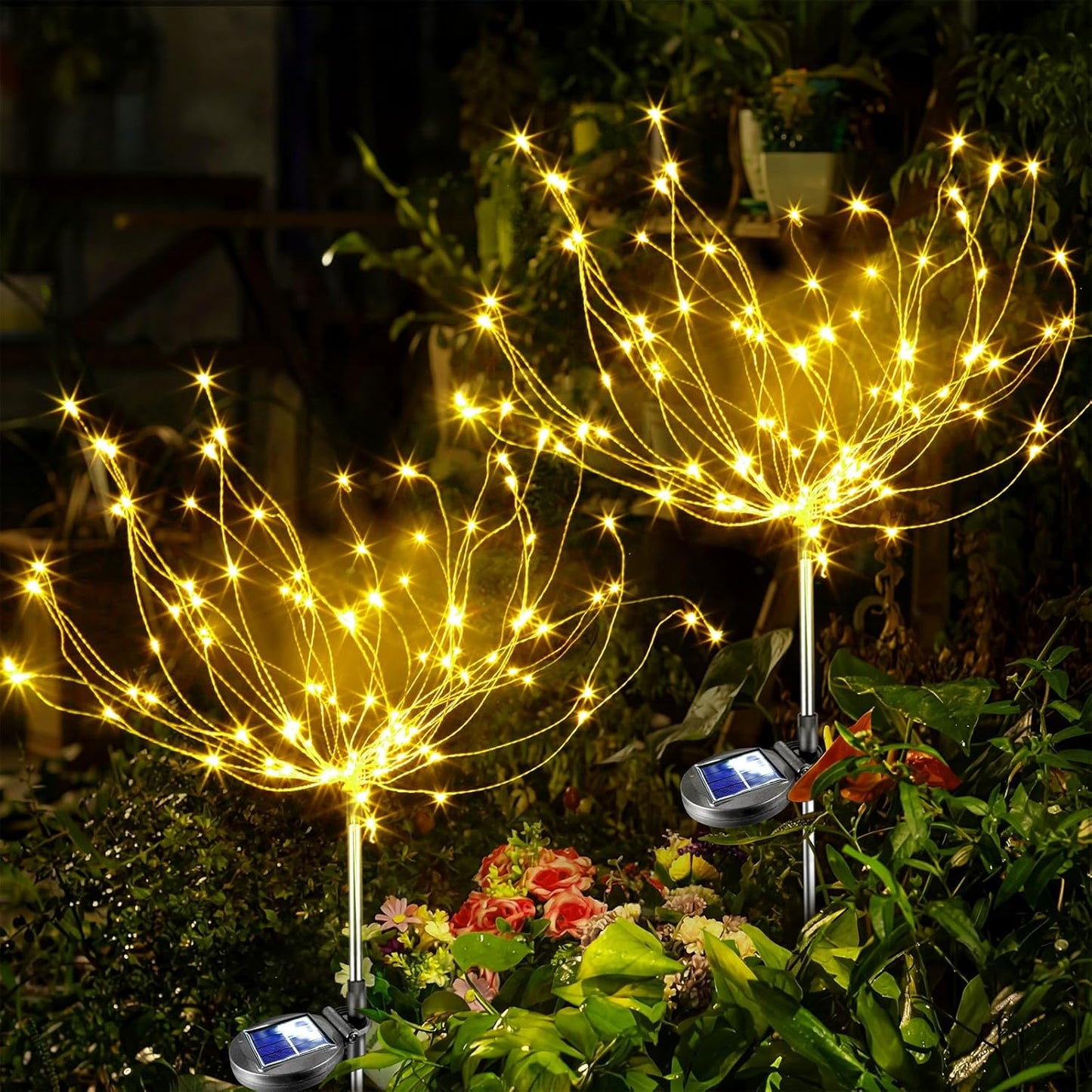 Fireworks Solar Lights Garden Light - 120 LED DIY Starburst Stakes | IP65 Waterproof Solar Garden Art