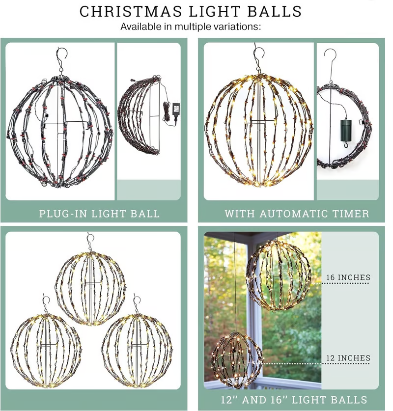 Foldable LED Light Sphere - Weatherproof All-Season & Holiday Ambient Globe