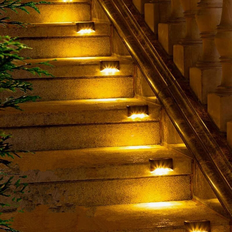 Solar Deck Lights Outdoor (16 PCS) - Waterproof Step & Fence LED Accent Lamp | Auto On/Off Patio Stair Sconce | Warm White