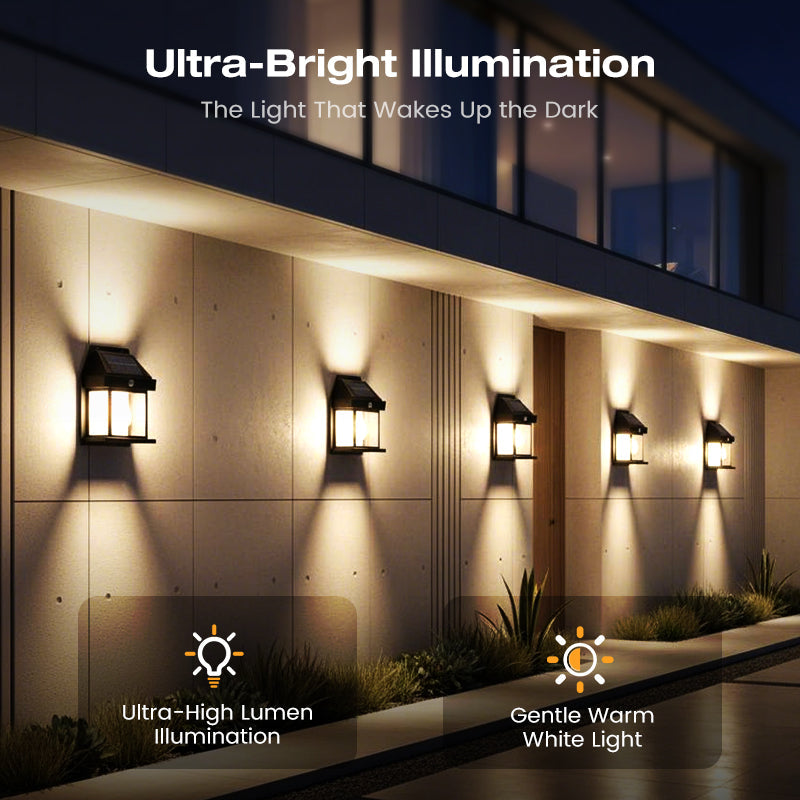 Solar Tungsten Wall Light (Buy 3 Get 1 Free) - Vintage Edison LED Motion Sensor Sconce | IP65 Waterproof Exterior Lamp