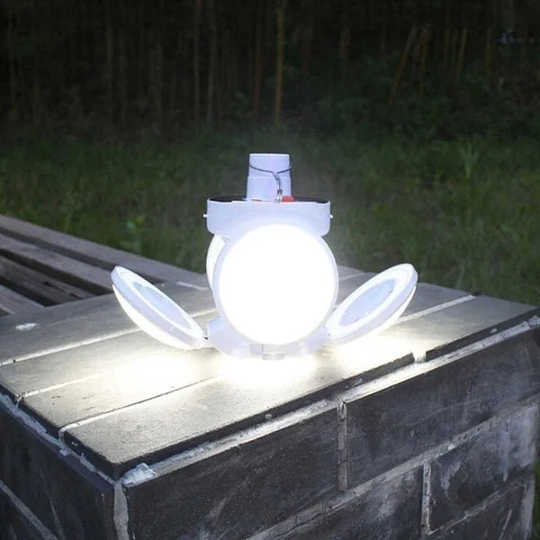 2-in-1 Waterproof Folding Solar LED Bulb - Portable 45-LED Camping Lantern & Garage Sconce | Dual USB/Solar USB Rechargeable Light