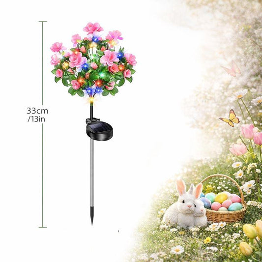EVEDIOR Solar Azalea Flower Lights - Dual Mode Warm & RGB Outdoor Garden Stake | IP-Rated Waterproof Floral Pathway Sconce