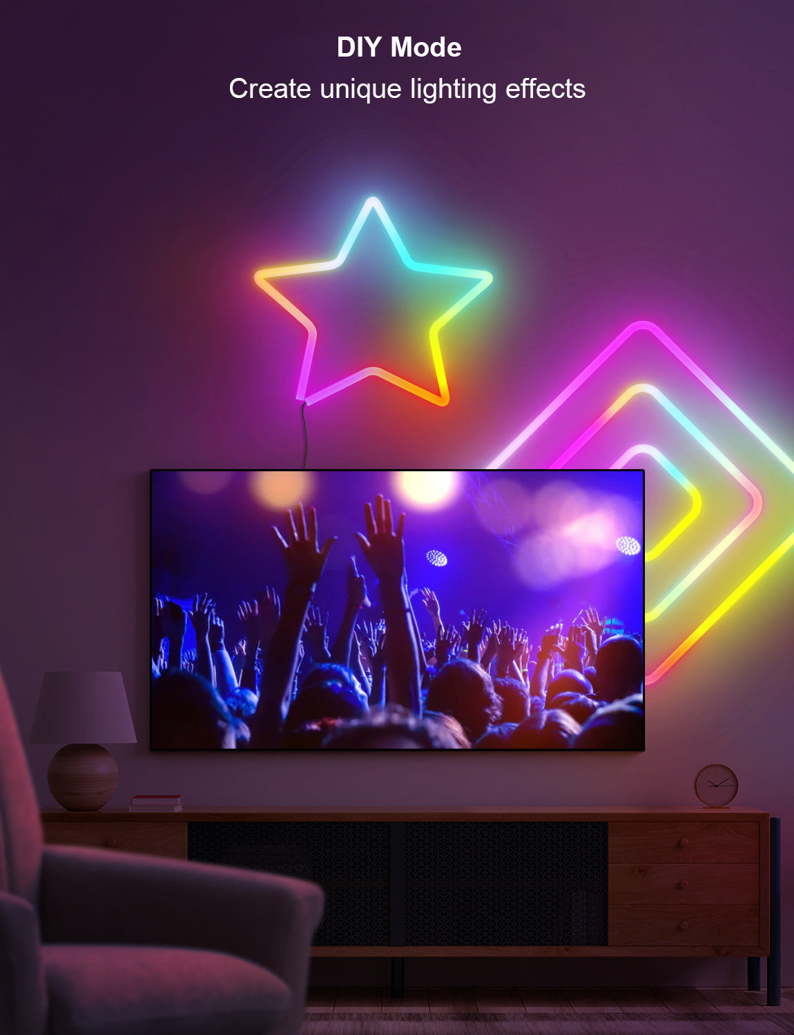 USB Bluetooth RGBIC Neon LED Strip - DIY Flexible Smart Rope Light