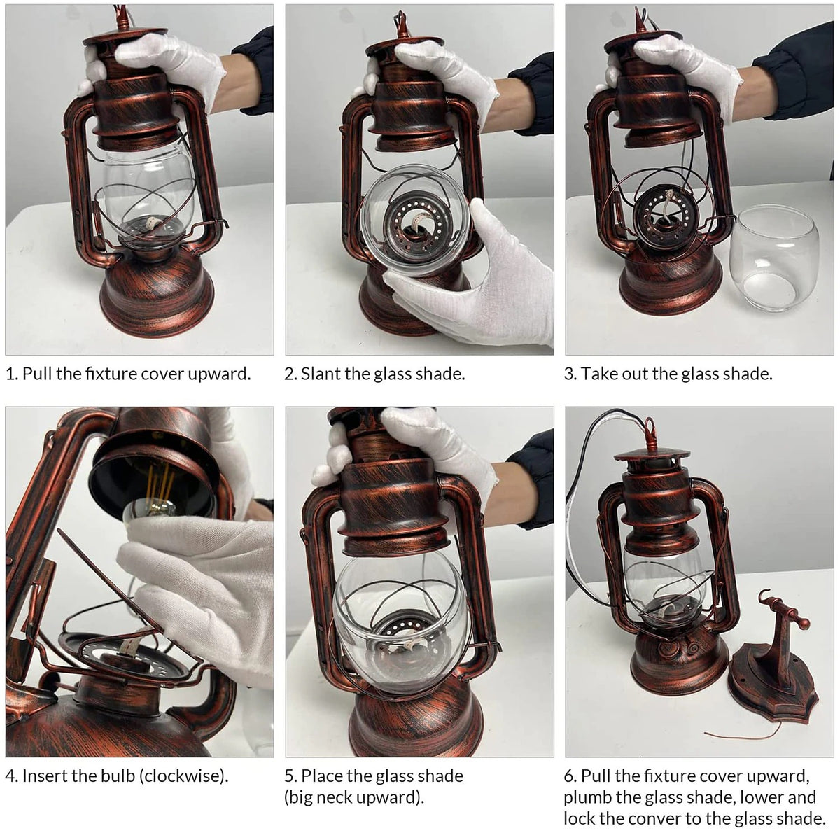 Country Style Lantern Wall Lamp – Retro Red Bronze & Glass Farmhouse Sconce