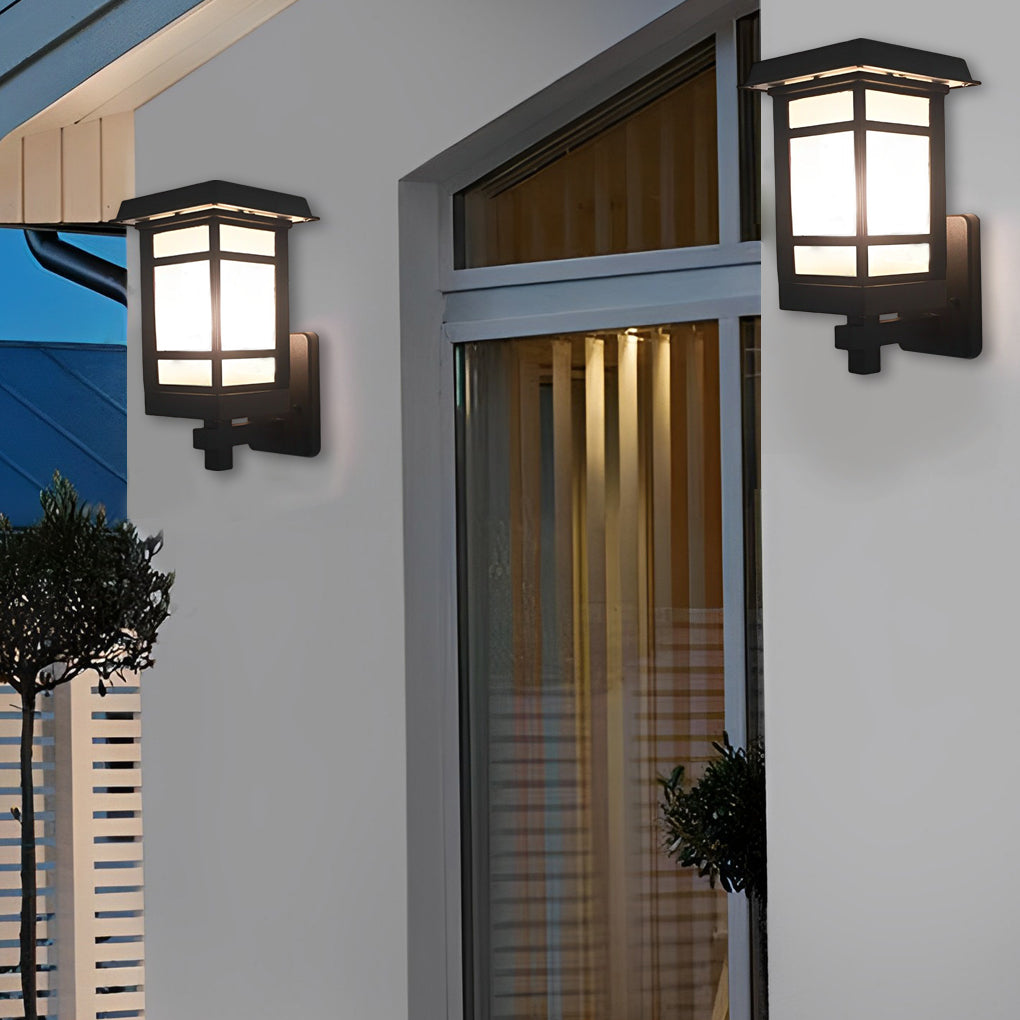 Vintage Waterproof LED Wall Sconce – Matte Black Aluminum & Frosted Glass Exterior Light