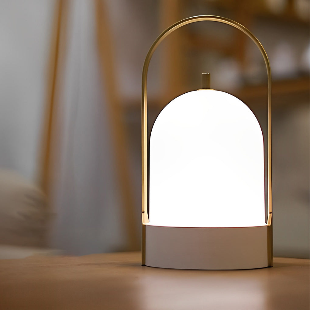 Portable LED Lantern | Luxury Cordless Steel & Glass Indoor-Outdoor Lamp