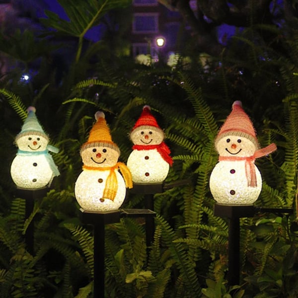 Waterproof Solar Snowman Lamp - Festive LED Outdoor Garden Stake | All-Weather Holiday Pathway Light