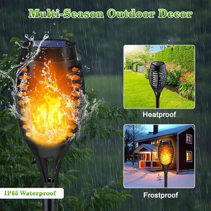 Solar Powered Fire Flame Garden Light - Waterproof LED Flickering Torch