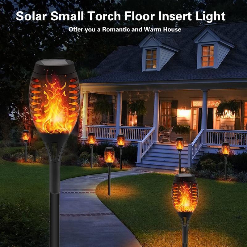 Solar Powered Fire Flame Garden Light - Waterproof LED Flickering Torch