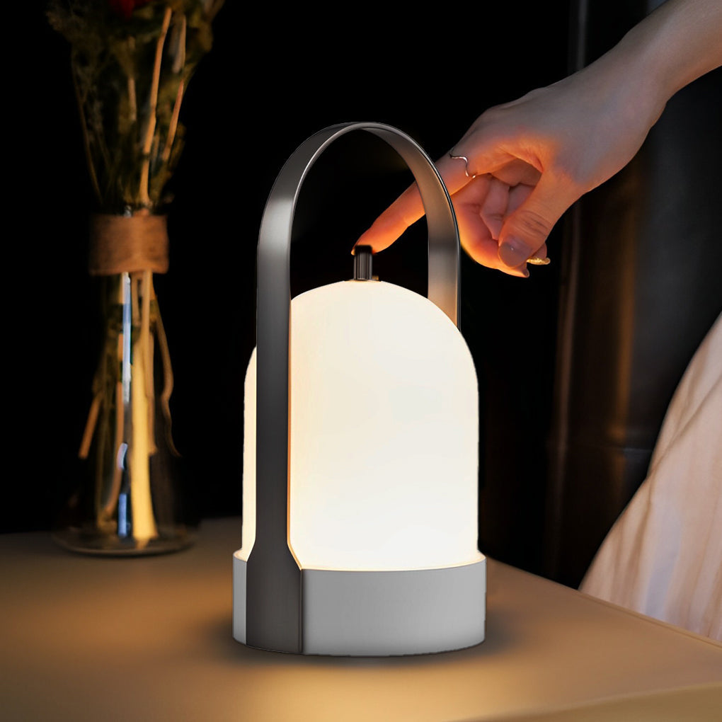 Portable LED Lantern | Luxury Cordless Steel & Glass Indoor-Outdoor Lamp