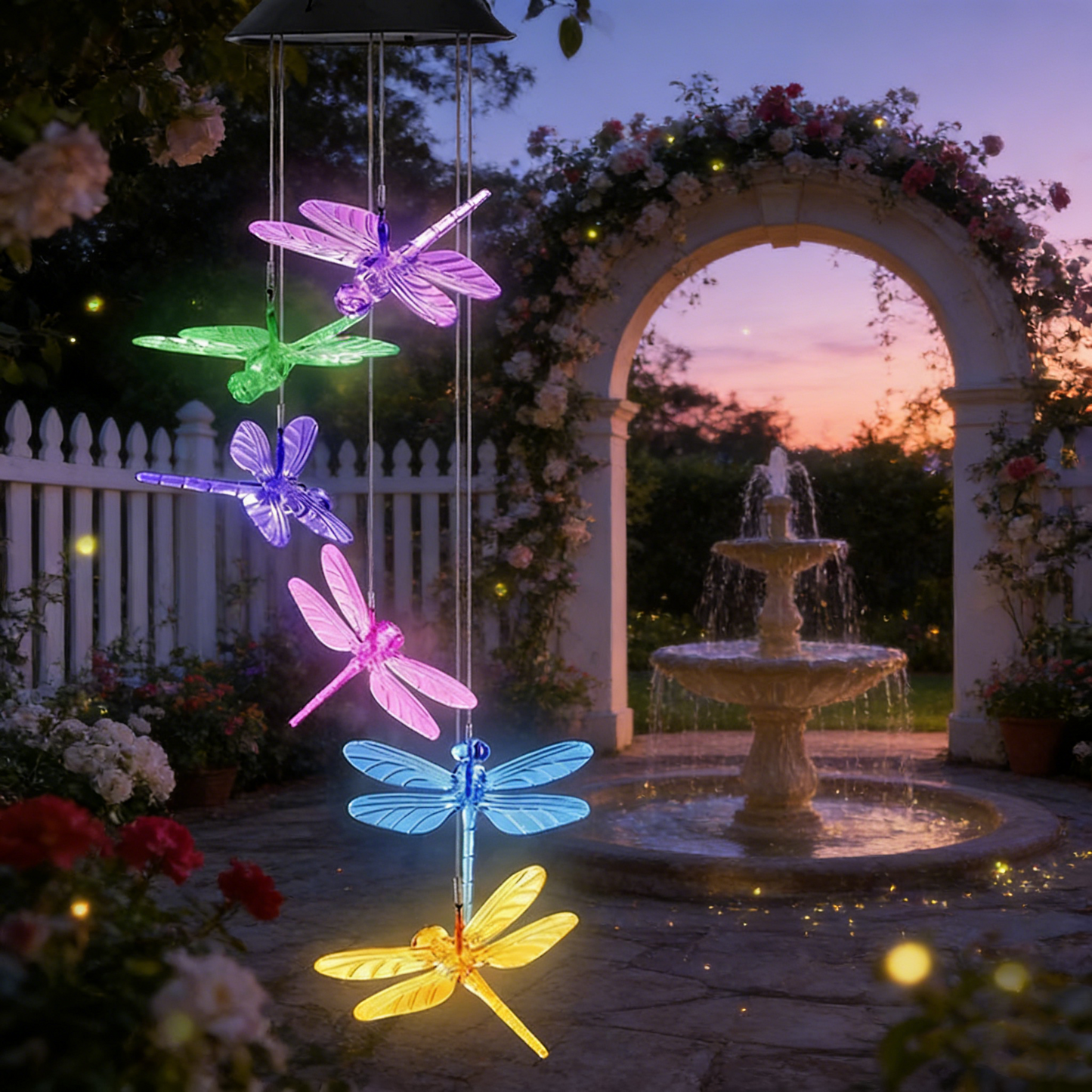 Solar-Powered Butterfly Wind Chime Lights - 7 Color Changing LED Outdoor Mobile | Waterproof Garden & Patio Hanging Sconce