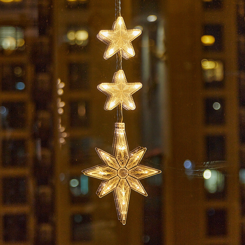 Christmas Suction Cup Window LED Lights - Silhouette Hanging Holiday Lamp | Battery Operated Showcase Night-Light | Warm & RGB