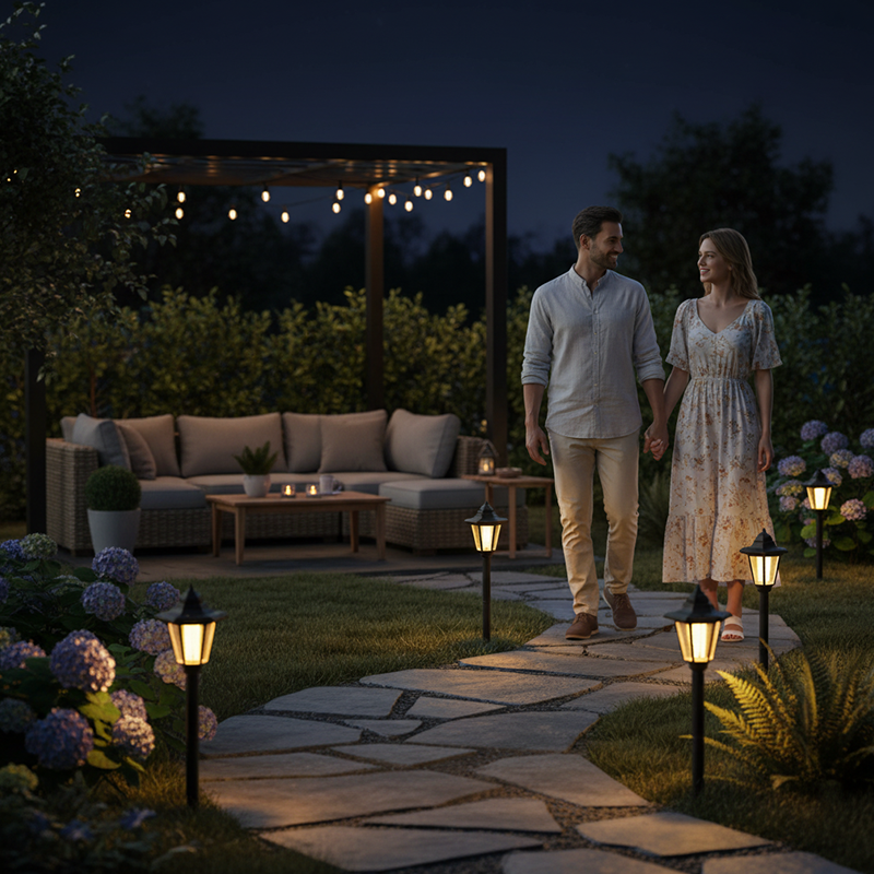 Vintage Solar-Powered Hexagonal Garden Lights - Retro Palace Lantern Stake & Post Mount | Waterproof LED Pathway Sconce