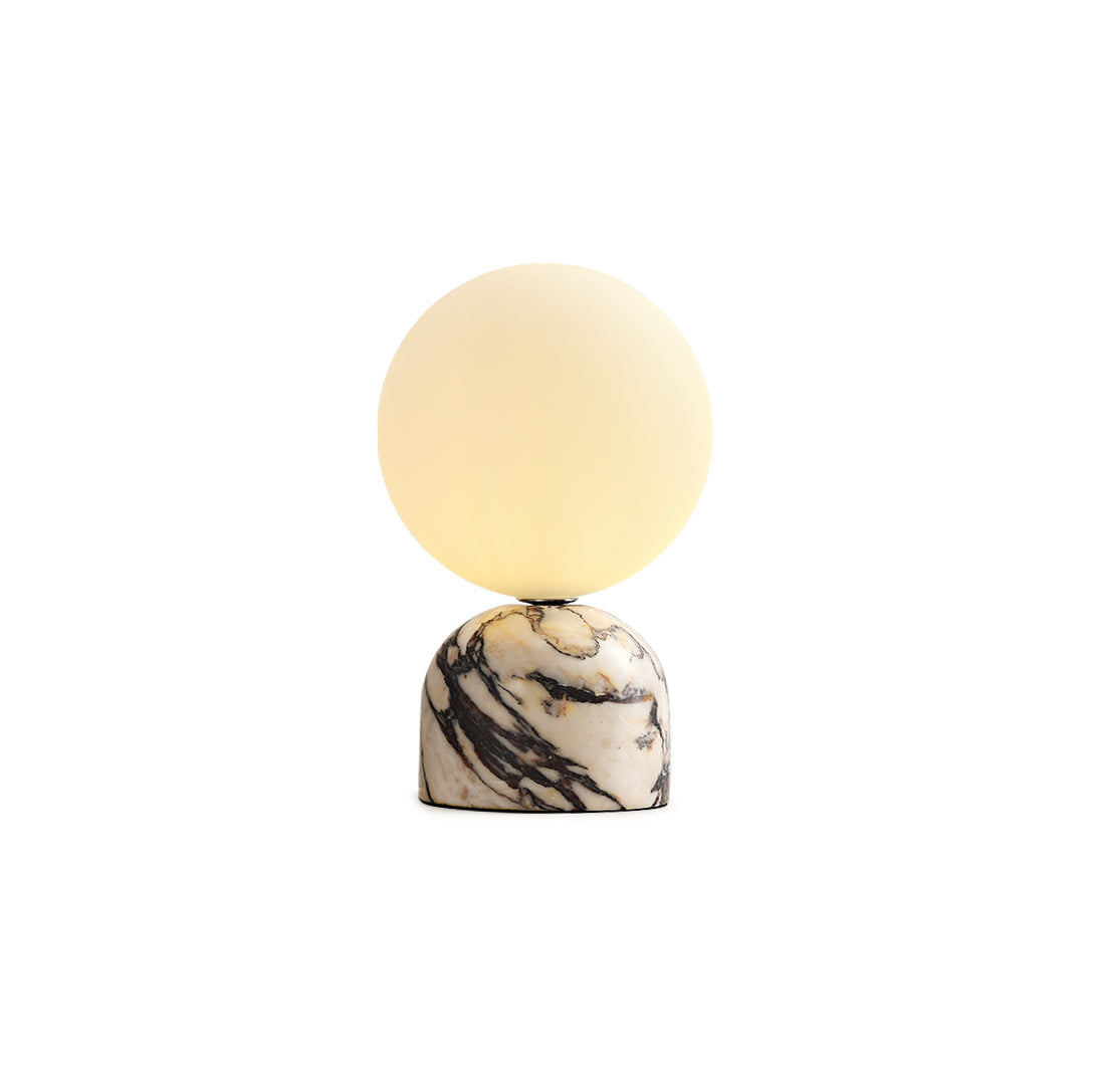 Aalia Marble Table Lamp – Spherical Natural Stone & Glass Bedside Accent Lamp