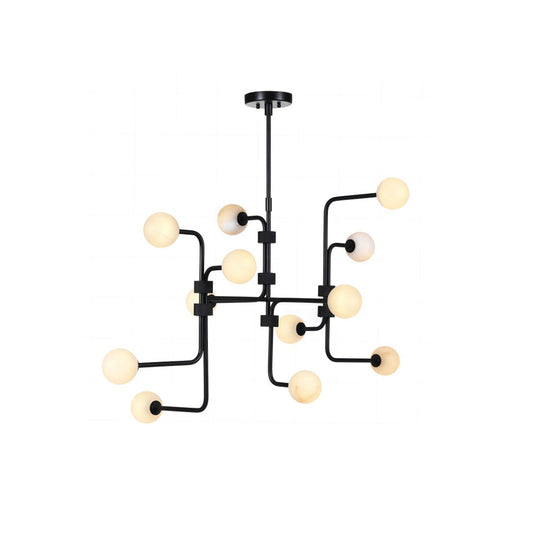 Aballs Chandelier – Spherical Glass Globe & Brass Multi-Head Statement Chandelier