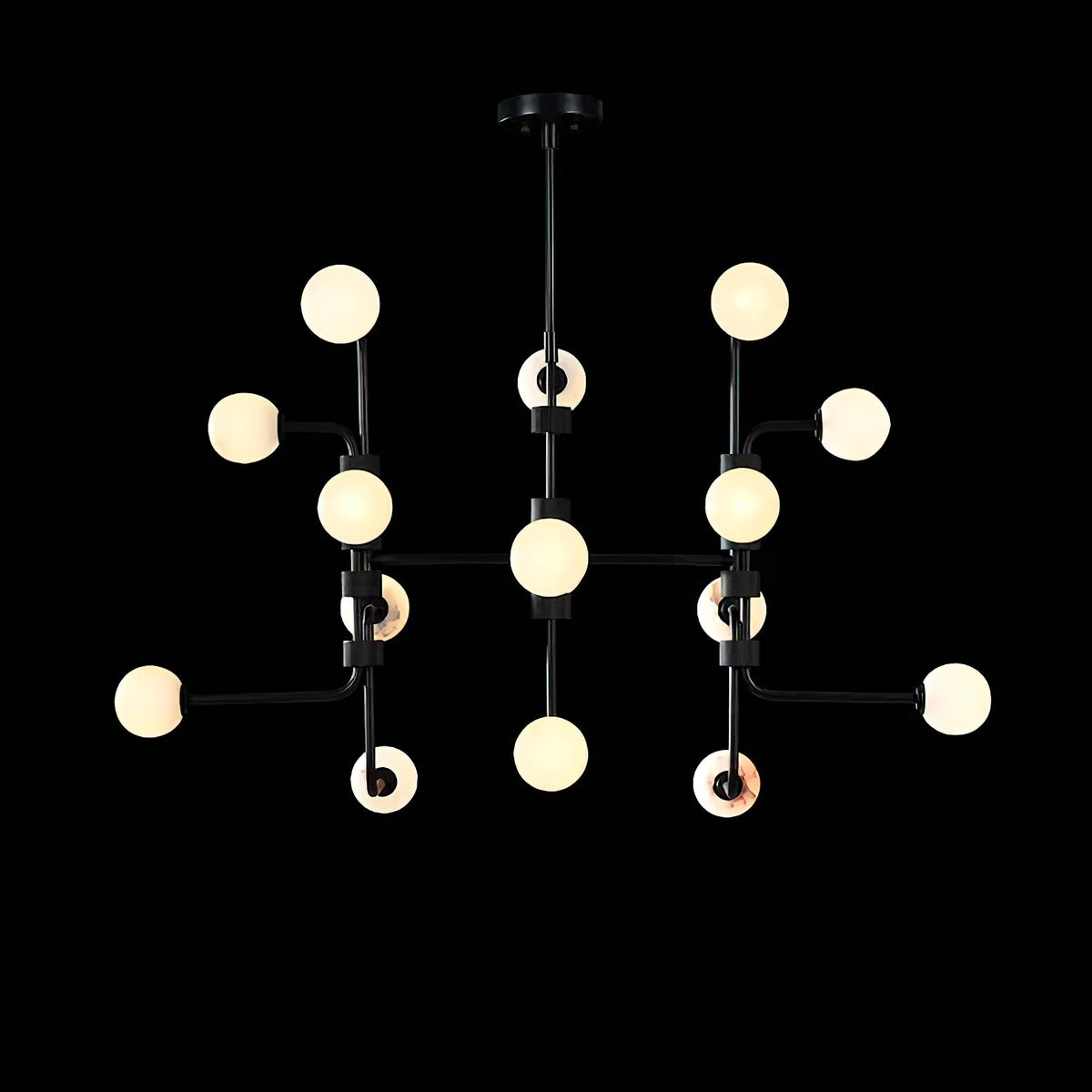 Aballs Chandelier – Spherical Glass Globe & Brass Multi-Head Statement Chandelier