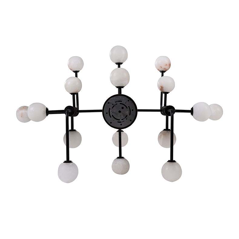 Aballs Chandelier – Spherical Glass Globe & Brass Multi-Head Statement Chandelier