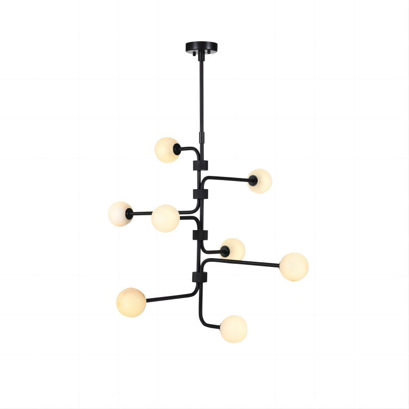Aballs Chandelier – Spherical Glass Globe & Brass Multi-Head Statement Chandelier