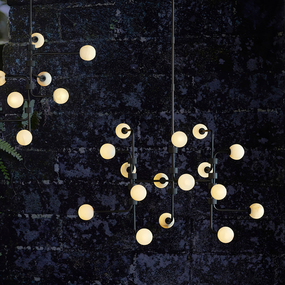 Aballs Chandelier – Spherical Glass Globe & Brass Multi-Head Statement Chandelier