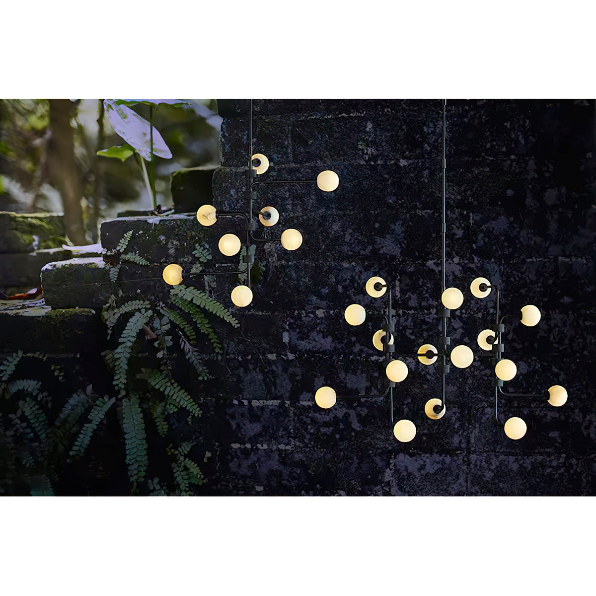 Aballs Chandelier – Spherical Glass Globe & Brass Multi-Head Statement Chandelier
