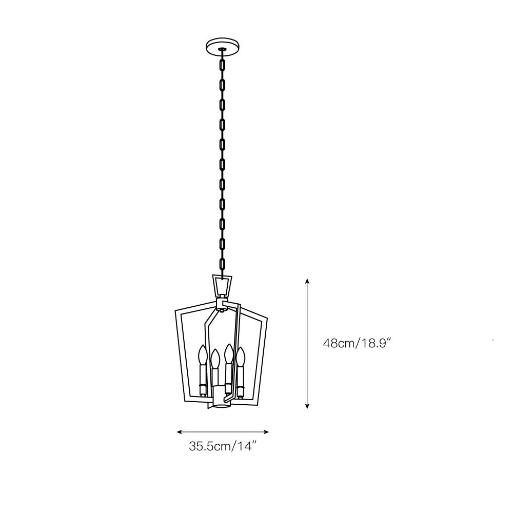 Abbotswell Chandelier – Angular Open-Frame Brass & Modern Lantern Chandelier