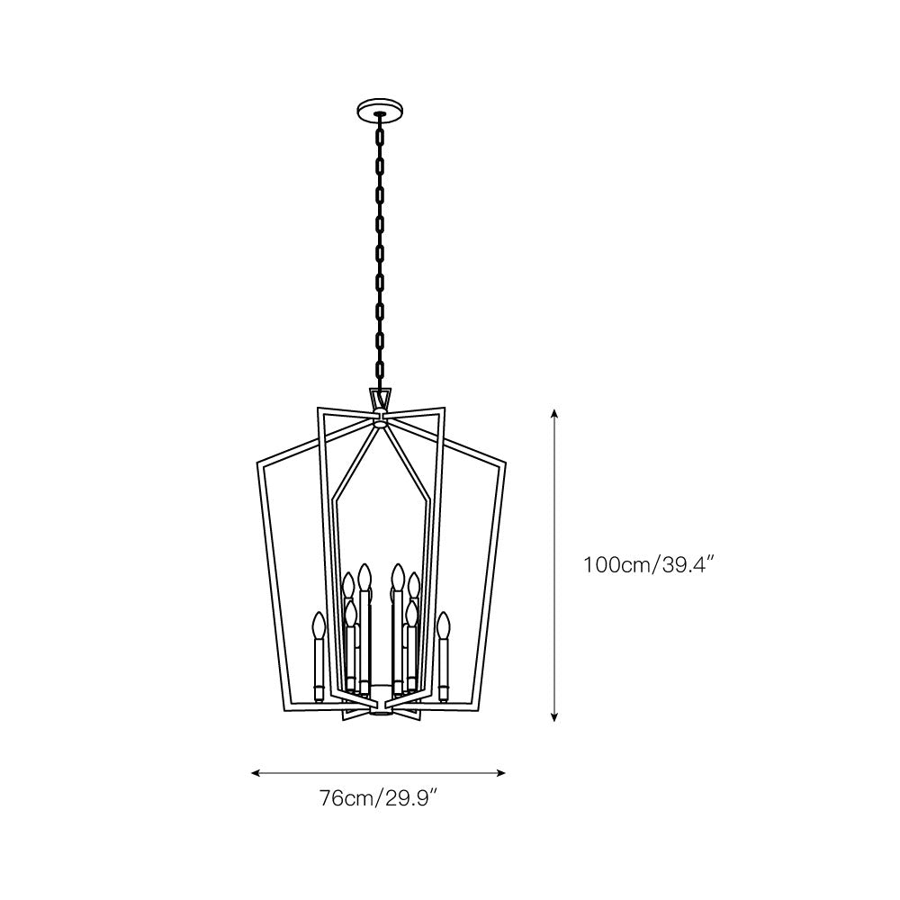 Abbotswell Chandelier – Angular Open-Frame Brass & Modern Lantern Chandelier