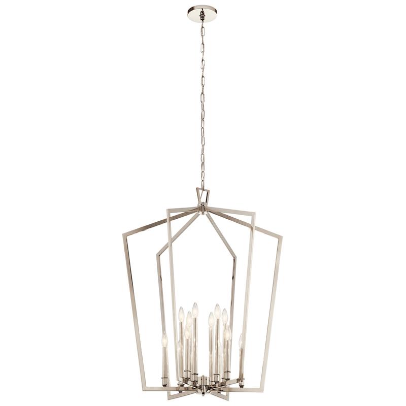 Abbotswell Chandelier – Angular Open-Frame Brass & Modern Lantern Chandelier