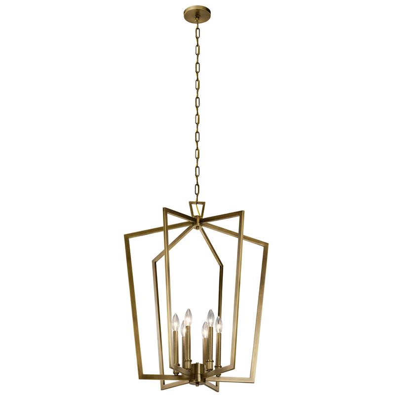 Abbotswell Chandelier – Angular Open-Frame Brass & Modern Lantern Chandelier