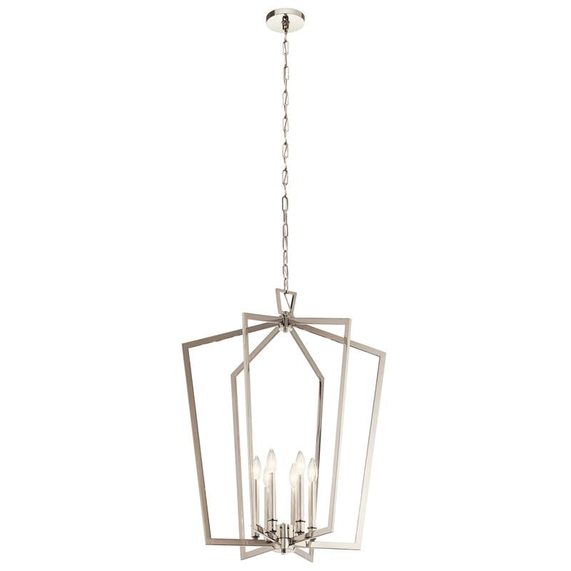 Abbotswell Chandelier – Angular Open-Frame Brass & Modern Lantern Chandelier