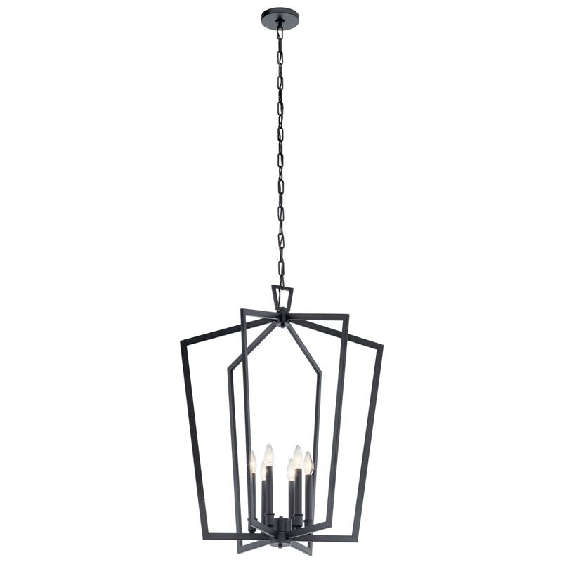 Abbotswell Chandelier – Angular Open-Frame Brass & Modern Lantern Chandelier
