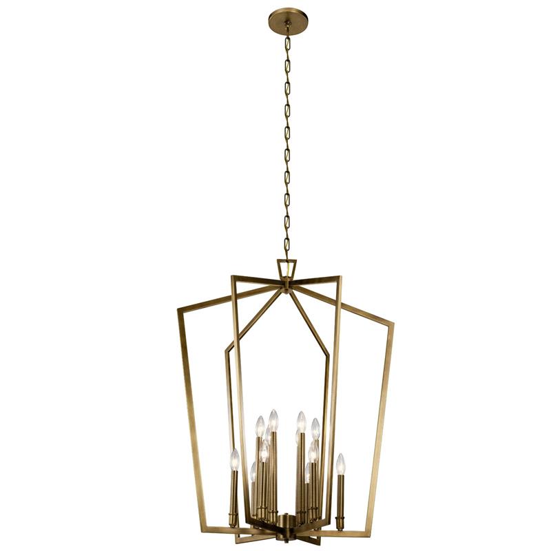 Abbotswell Chandelier – Angular Open-Frame Brass & Modern Lantern Chandelier