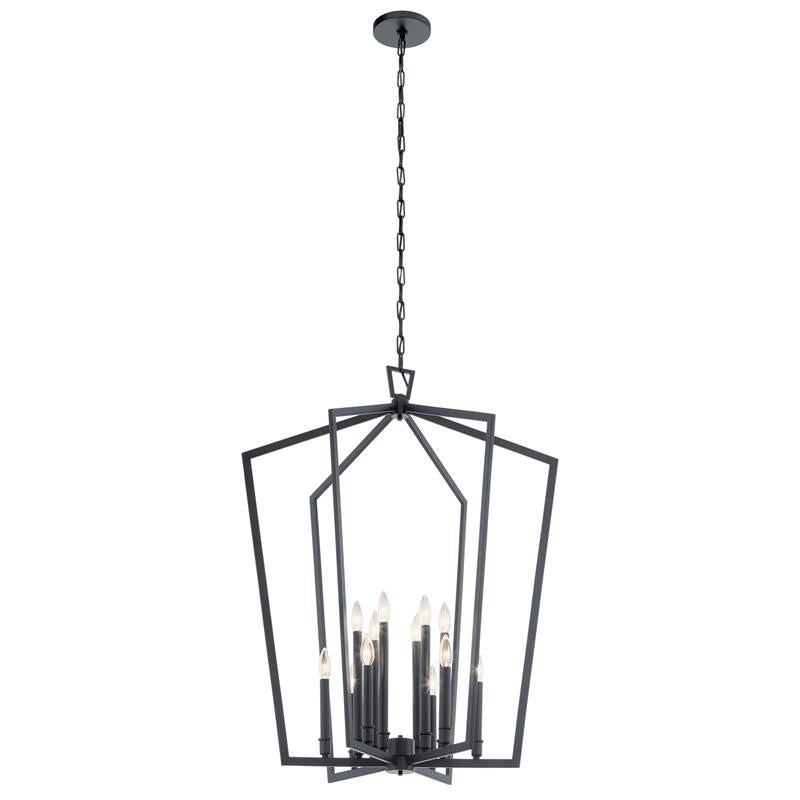 Abbotswell Chandelier – Angular Open-Frame Brass & Modern Lantern Chandelier