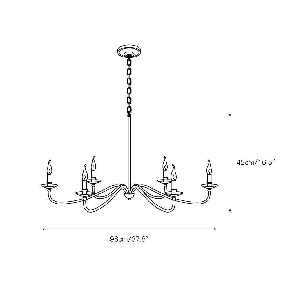 Hunter Chandelier - Classic 6-Light Scrolling Brass Candle Pendant
