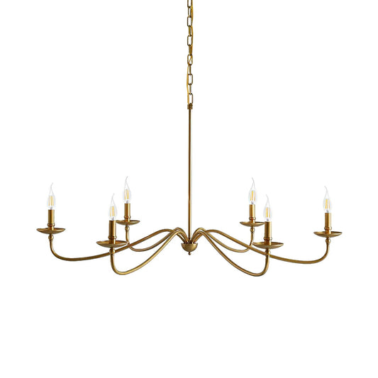 Hunter Chandelier - Classic 6-Light Scrolling Brass Candle Pendant