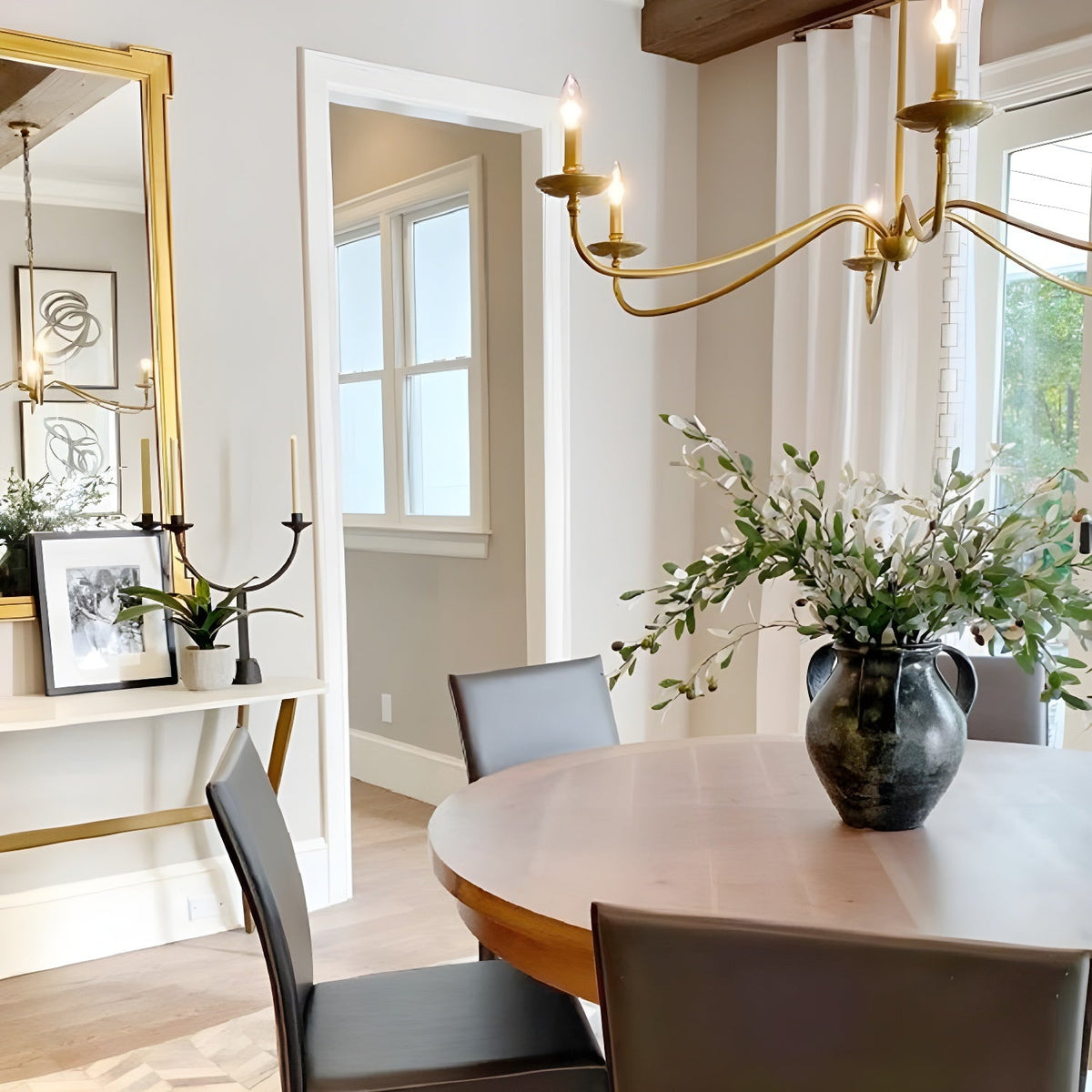 Hunter Chandelier - Classic 6-Light Scrolling Brass Candle Pendant