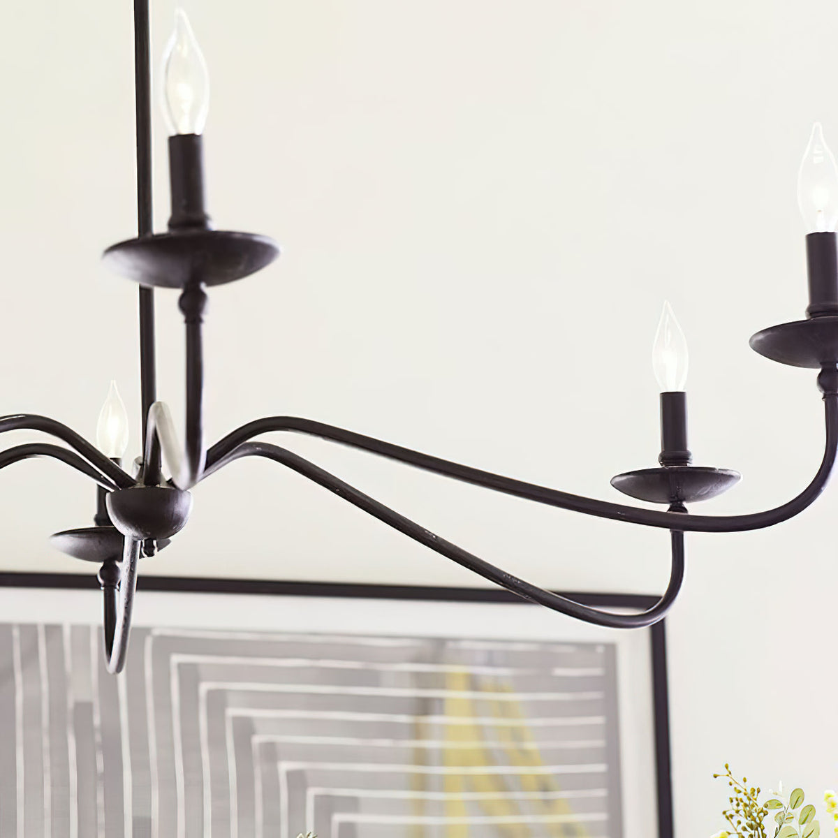 Hunter Chandelier - Classic 6-Light Scrolling Brass Candle Pendant