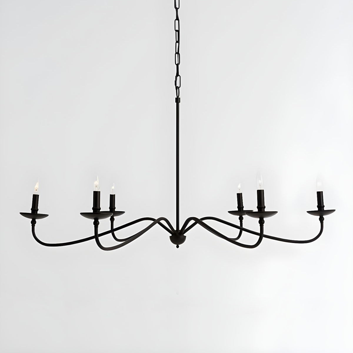 Hunter Chandelier - Classic 6-Light Scrolling Brass Candle Pendant