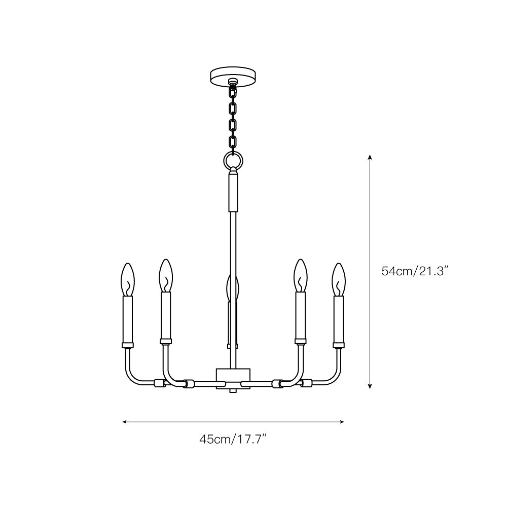 Abner Chandelier – Pared-Back Industrial Brass & Metal Multi-Head Chandelier
