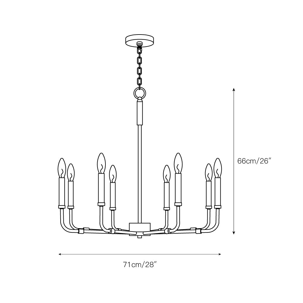 Abner Chandelier – Pared-Back Industrial Brass & Metal Multi-Head Chandelier