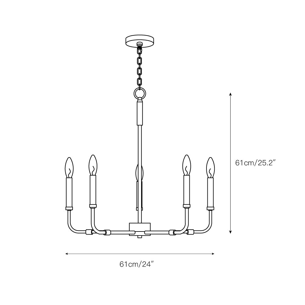 Abner Chandelier – Pared-Back Industrial Brass & Metal Multi-Head Chandelier
