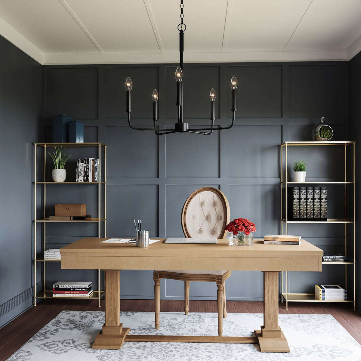 Abner Chandelier – Pared-Back Industrial Brass & Metal Multi-Head Chandelier