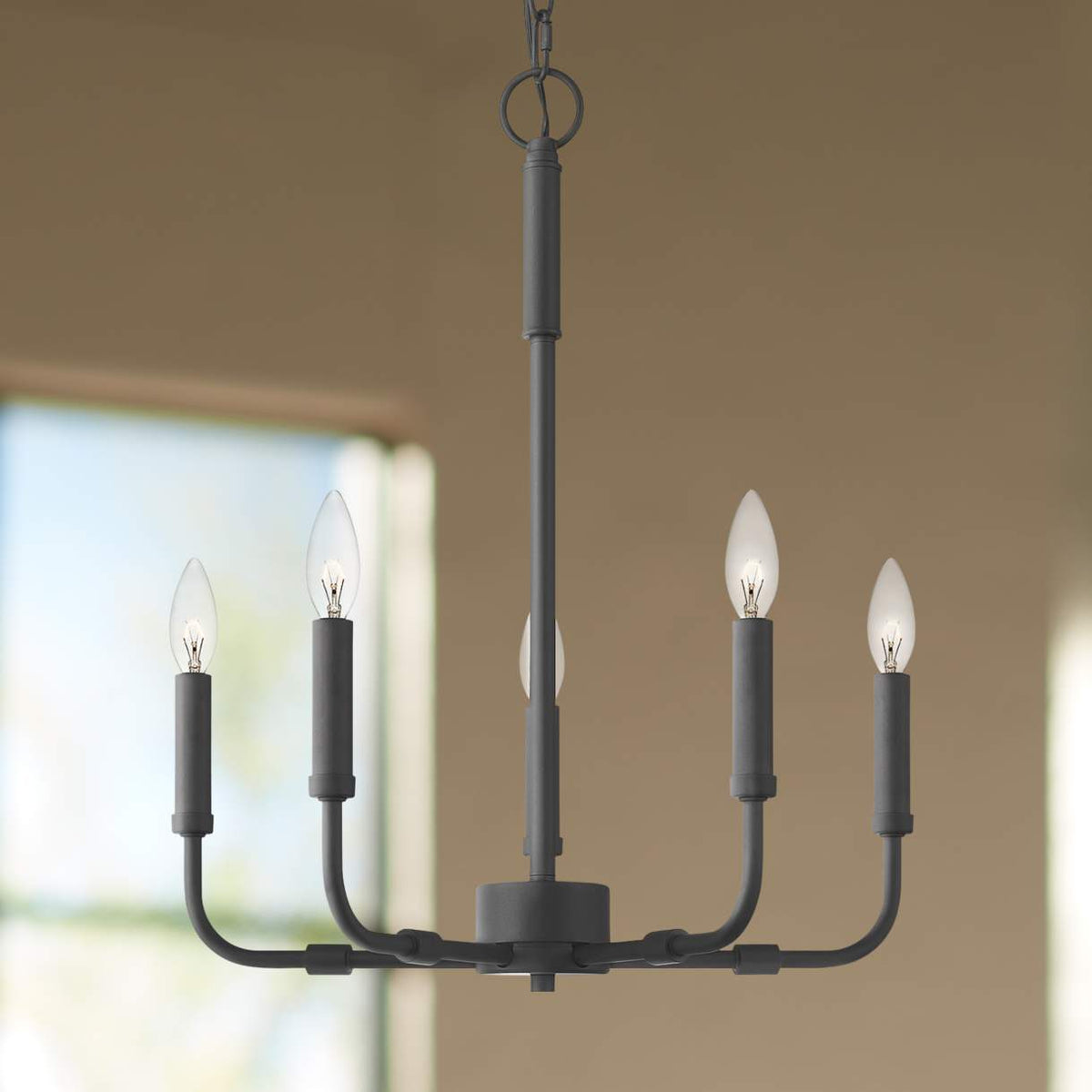 Abner Chandelier – Pared-Back Industrial Brass & Metal Multi-Head Chandelier
