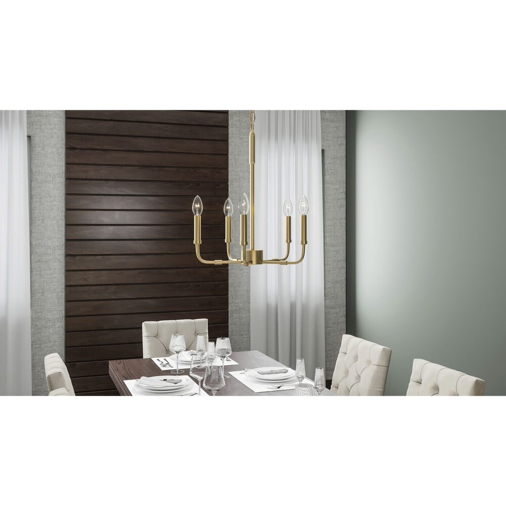 Abner Chandelier – Pared-Back Industrial Brass & Metal Multi-Head Chandelier