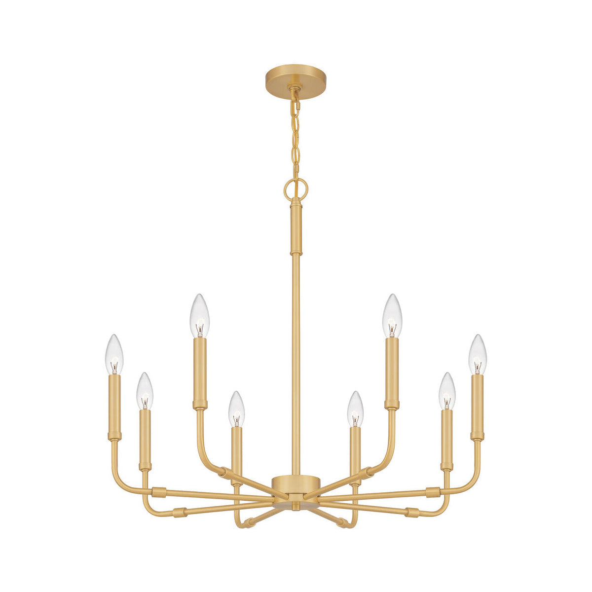 Abner Chandelier – Pared-Back Industrial Brass & Metal Multi-Head Chandelier
