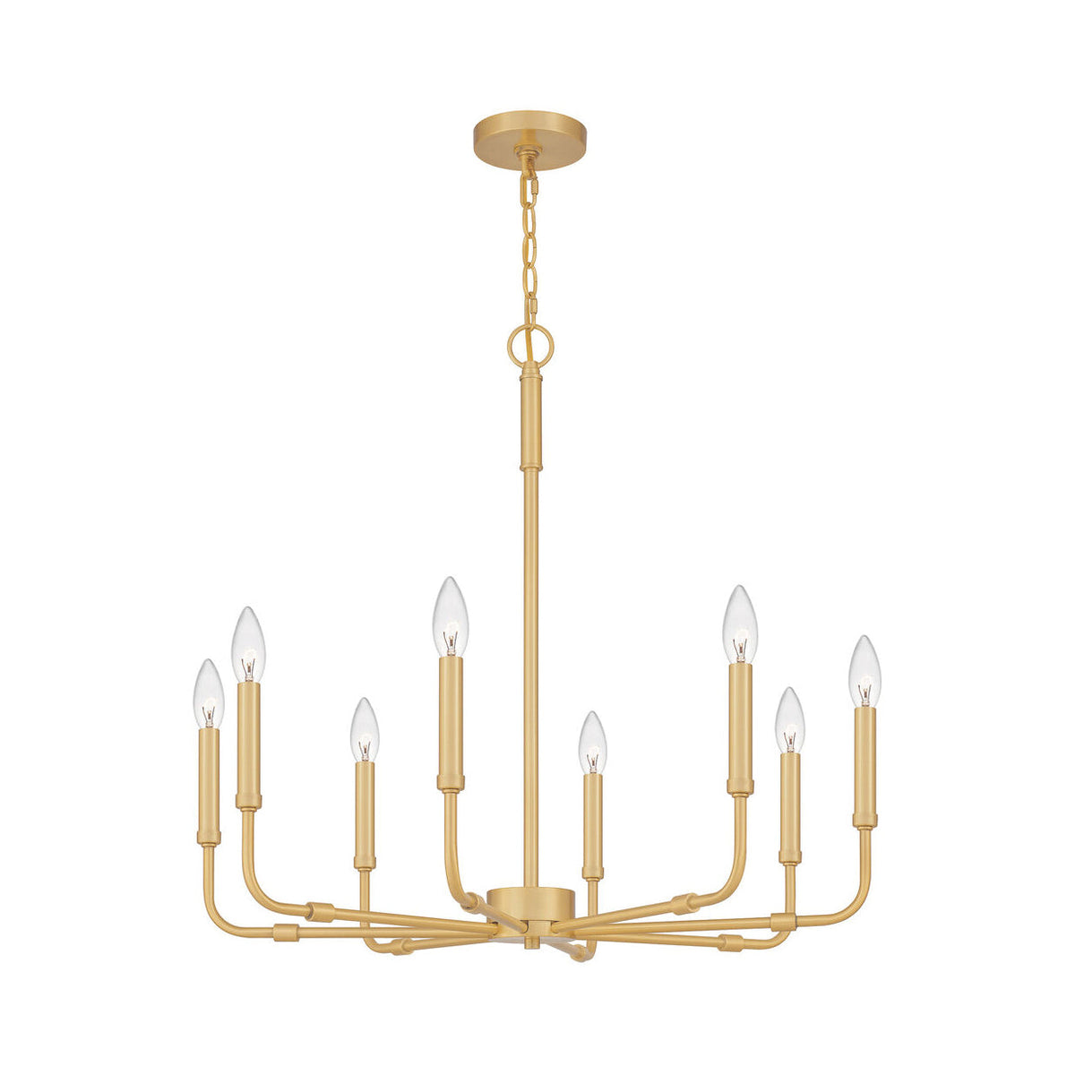 Abner Chandelier – Pared-Back Industrial Brass & Metal Multi-Head Chandelier