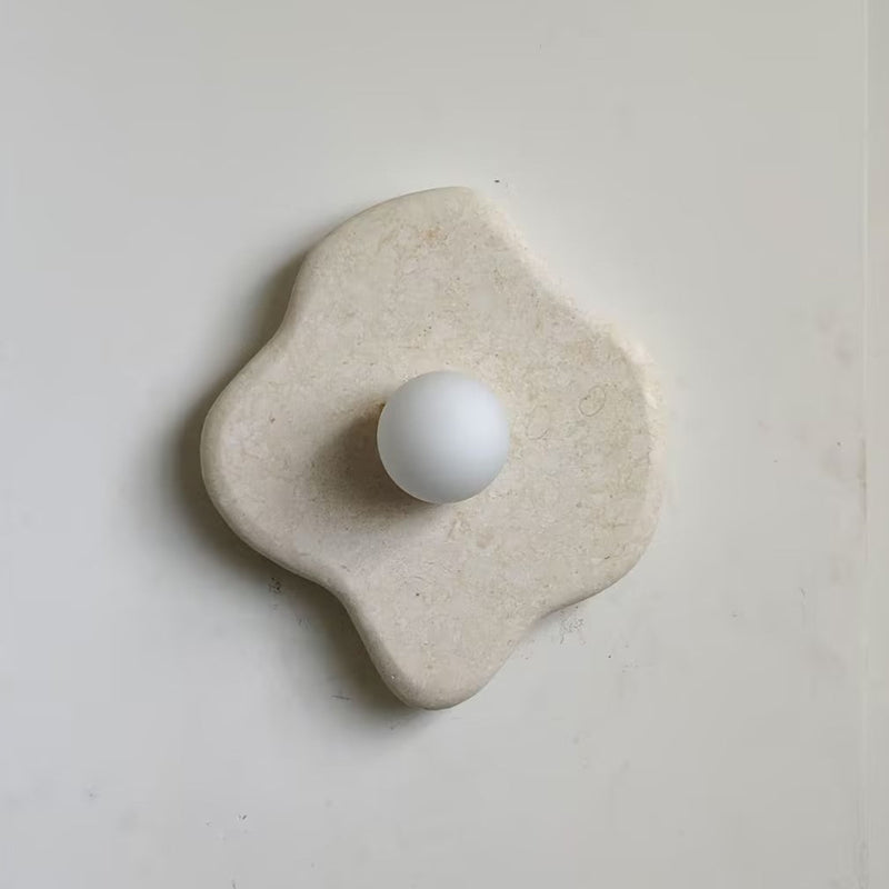 Abnormal Marble Wall Lamp – Natural Stone & Glass Globe Bold Modern Wall Sconce
