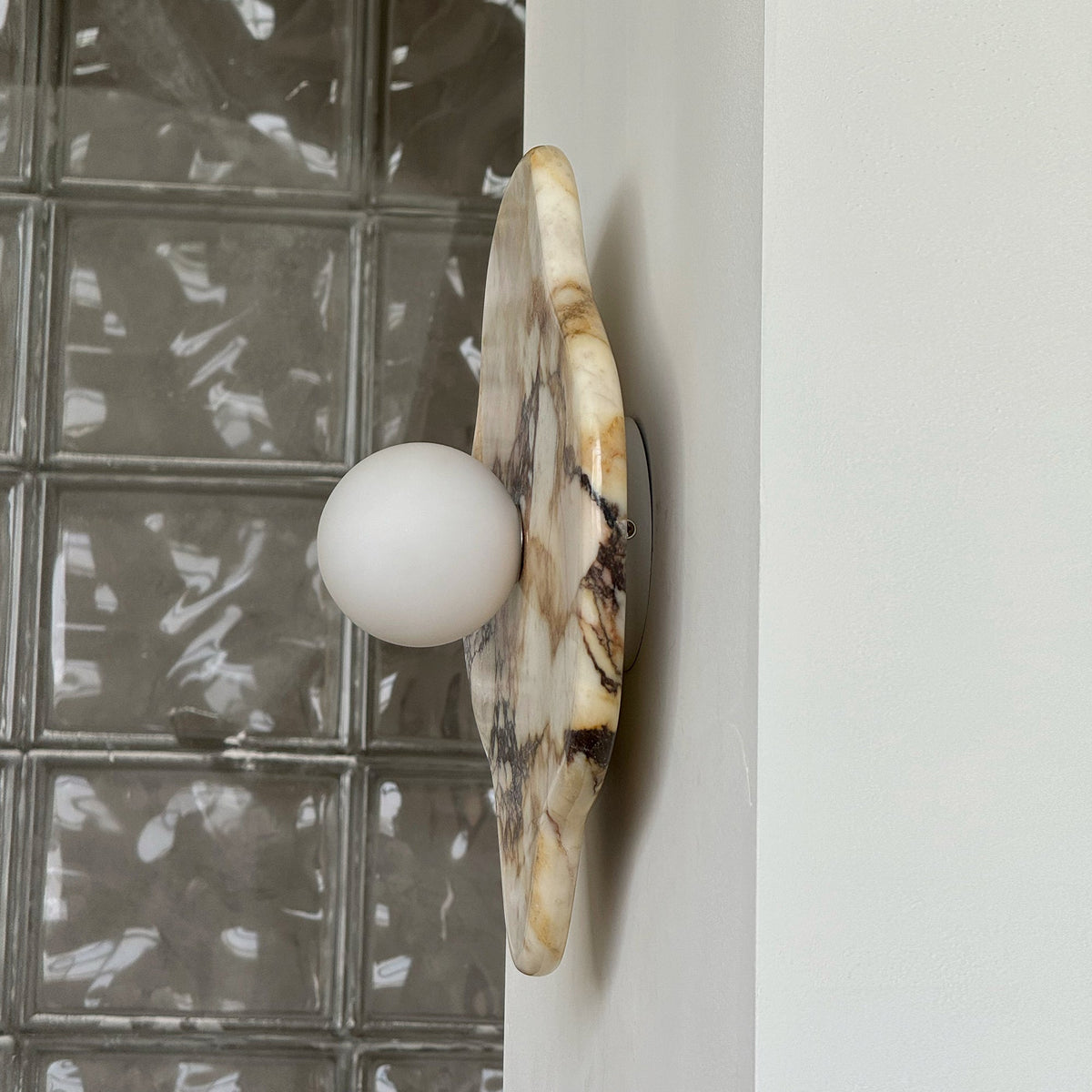 Abnormal Marble Wall Lamp – Natural Stone & Glass Globe Bold Modern Wall Sconce